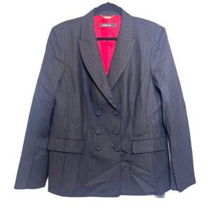 MARC CAIN • Black Slim Fitting Blazer with Pinstripes • Size US 14 (N6)